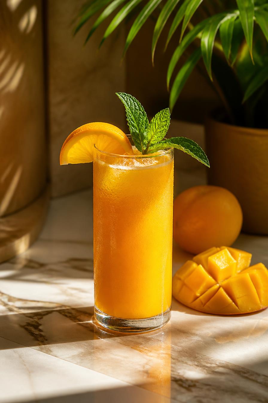 Chilled mango-orange juice